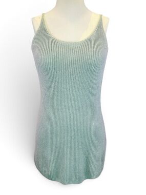 PLMOKEN Women’s Light Blue Spaghetti Strap Ribbed Knit Tank Top Size S
